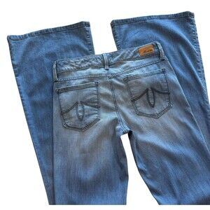 Level 99 Jeans Blue Denim DAHLIA Flare Sz 27 Cowgirl Low Rise Med Wash Boho Y2K
